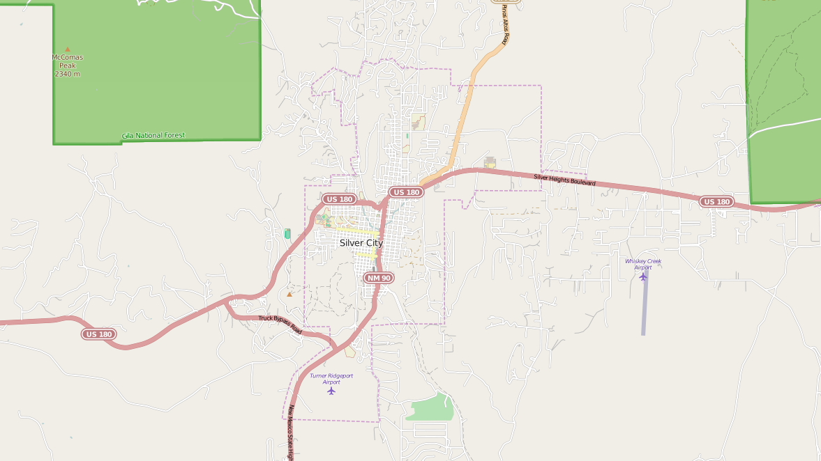 Silver City map courtesy of OpenStreetMaps